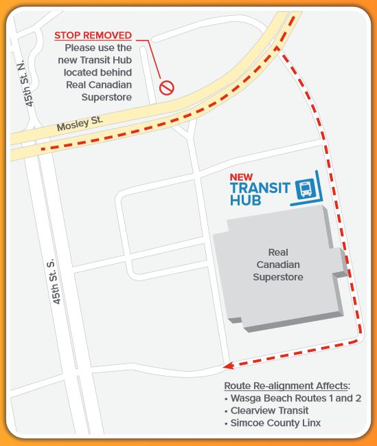 New Transit Hub Location is now located on the East Side of the Real Canadian superstore